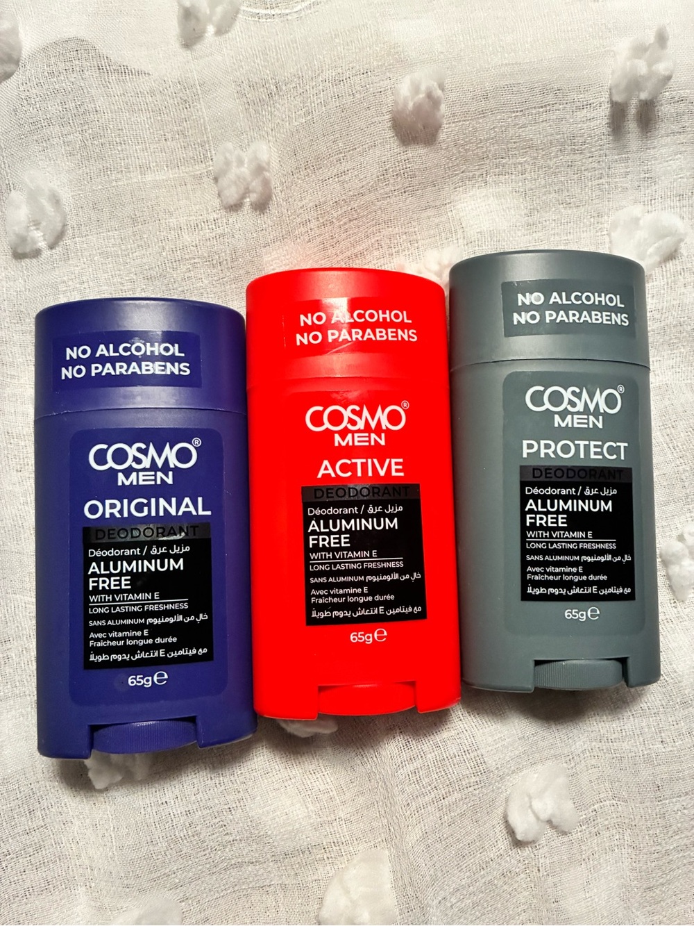 COSMO Men Deodorant Trio - Original, Active, Protect (Blue, Red, Gray)